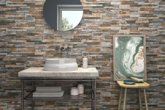 Verblender-Fliese 3D-Steinoptik 15×52 cm „Cross Magma“ Wandverblender für innen & außen