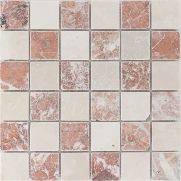 Verona Travertin/Rosso Crema getrommelt Mosaik – – 30,5×30,5
