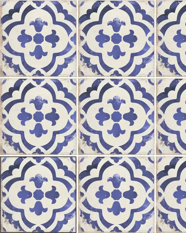 Vintage Fliesen Blau 15×15 cm Village Monte Blue