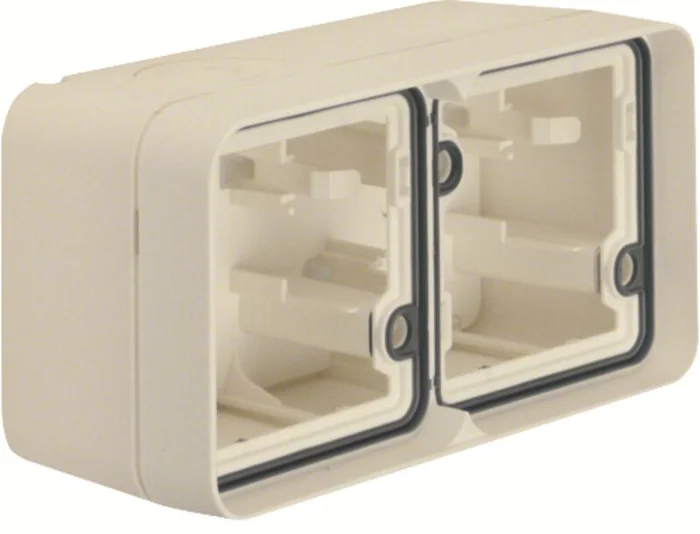 W.1 AP-Gehäuse 2fach waagrecht mit Rahmen, polarweiß matt