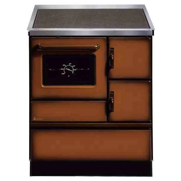 Wamsler Vollherd K 128 maron Rauchrohr- anschluss links mit Glaskeramikkochfeld