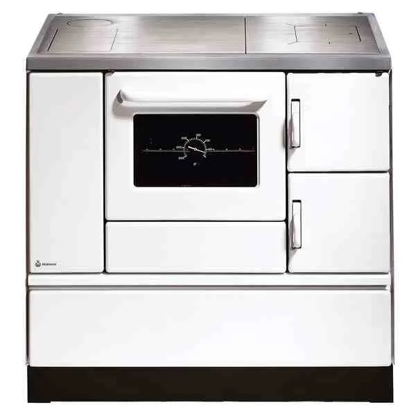 Wamsler Vollherd K 138 weiss, Rauchrohr- anschluss links mit Glaskeramikkochfeld