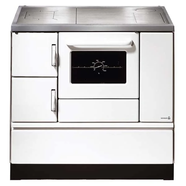 Wamsler Vollherd K 138 weiss, Rauchrohr- anschluss rechts mit Glaskeramikkochfeld