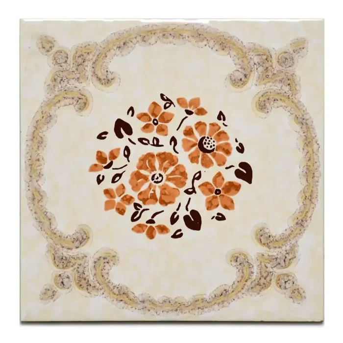 Wandfliese Dekor E4208 Blume braun creme rosa 15×15 cm