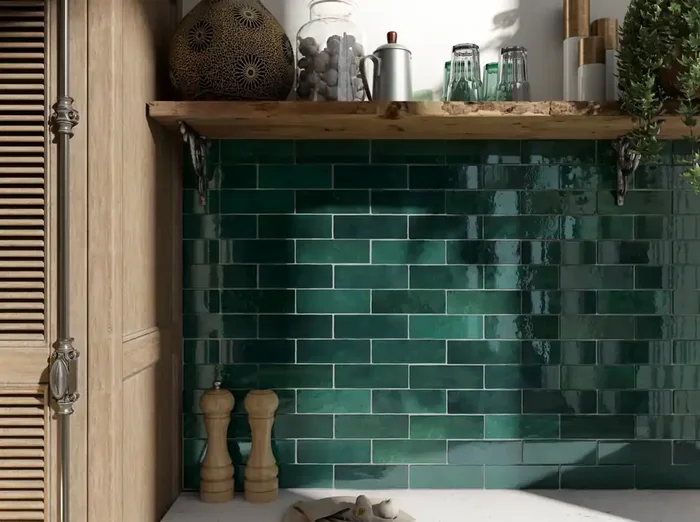 Wandfliese Emilia Moosgrün 6,5x20cm