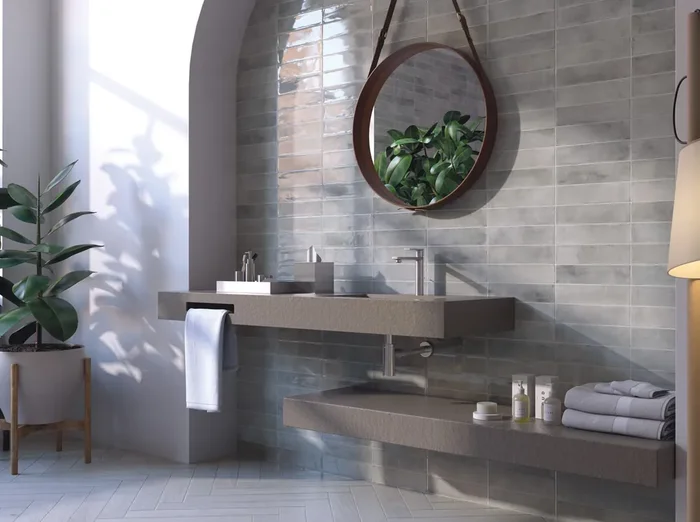 Wandfliese Poana Grau 30x60cm Glänzend