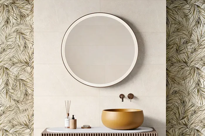 Wandfliese Steinoptik helles beige 35×100 cm „Sense White“ matt