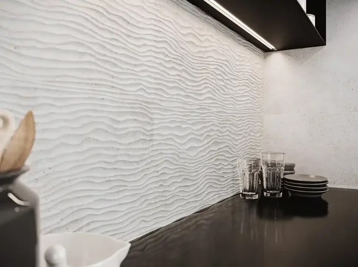 Wandfliese Tokio Dekor Dune Weiß 30x90cm Rektifiziert