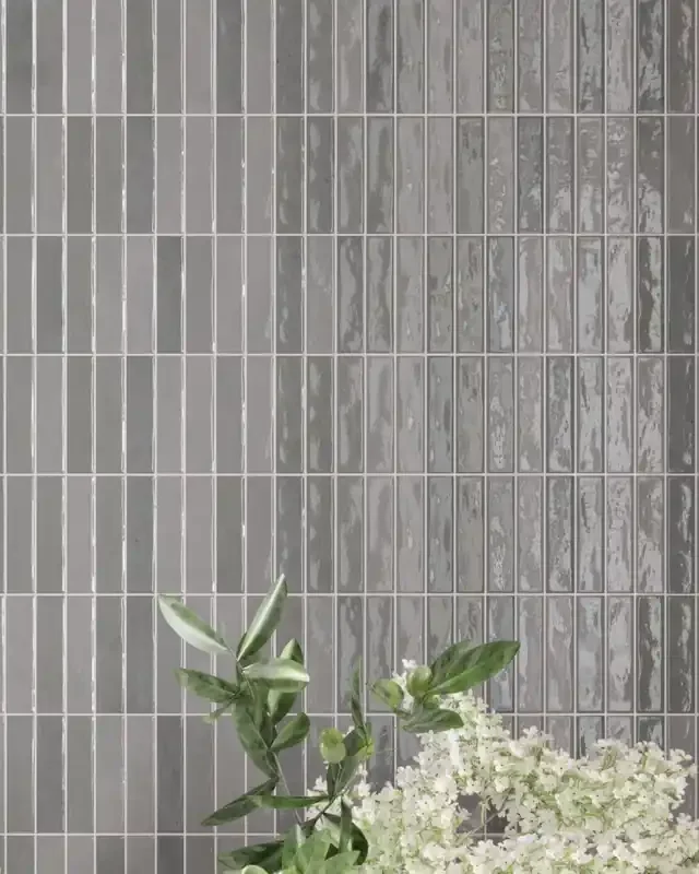 Wandfliesen Stäbchen Grau Glanz 10×30 cm Pim Grey