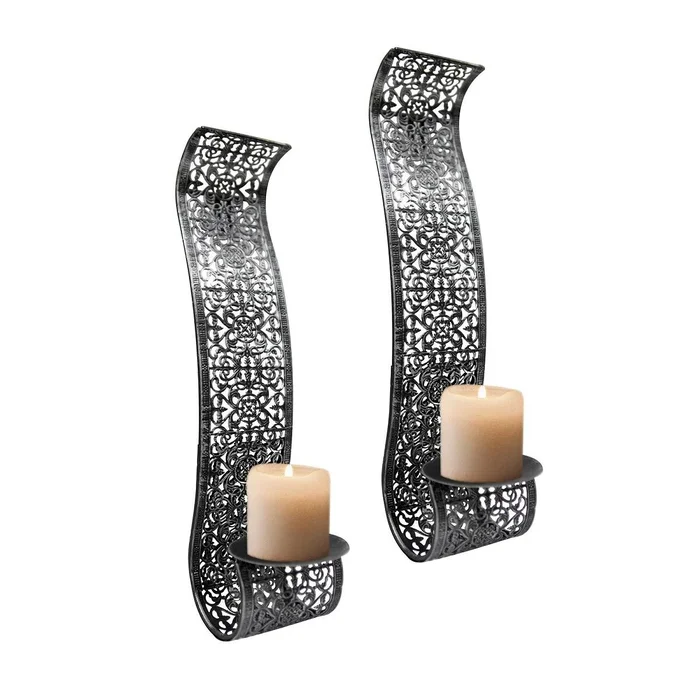 Wandkerzenhalter, silber, 2er-Set