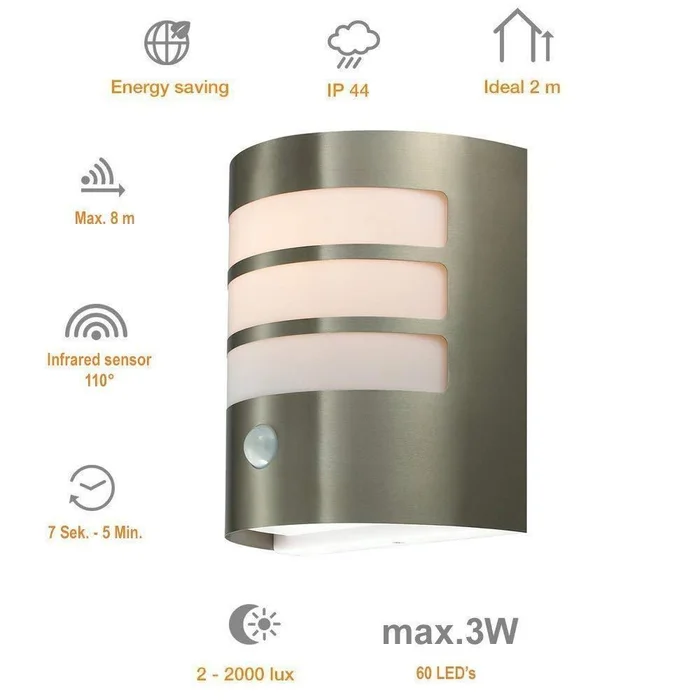 Wandlampe Stripes BWG LED Edelstahl Wandleuchte Außenlampe Bewegungsmelder Lampe