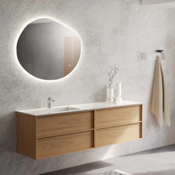 Waschbeckenunterschrank QBad Home Helles Eichenfurnier