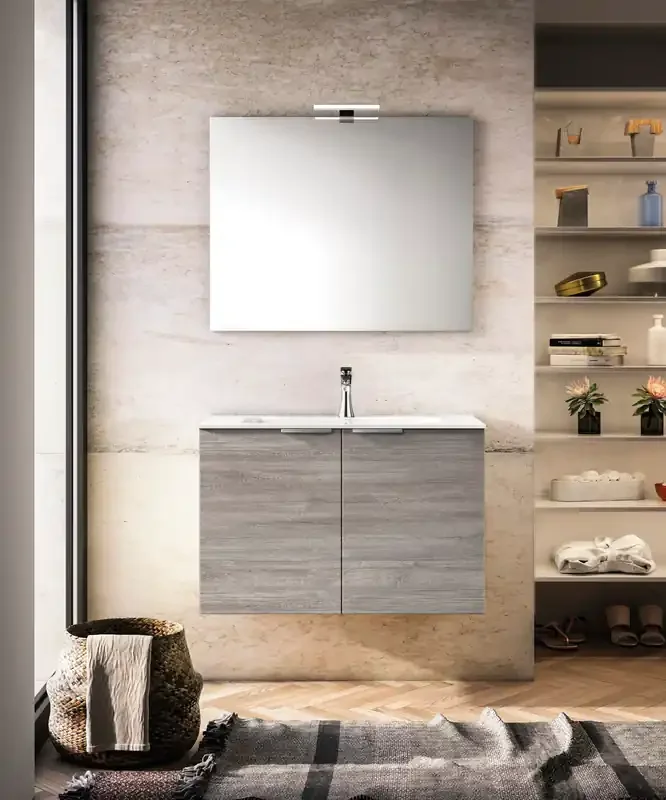 Waschtischunterschrank LIGHT Rovere Cenere 80x56x45cm (B/H/T)