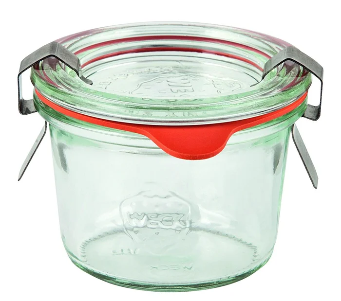 WECK Mini-Sturzglas 80 ml, Glasdeckel, Gummiring