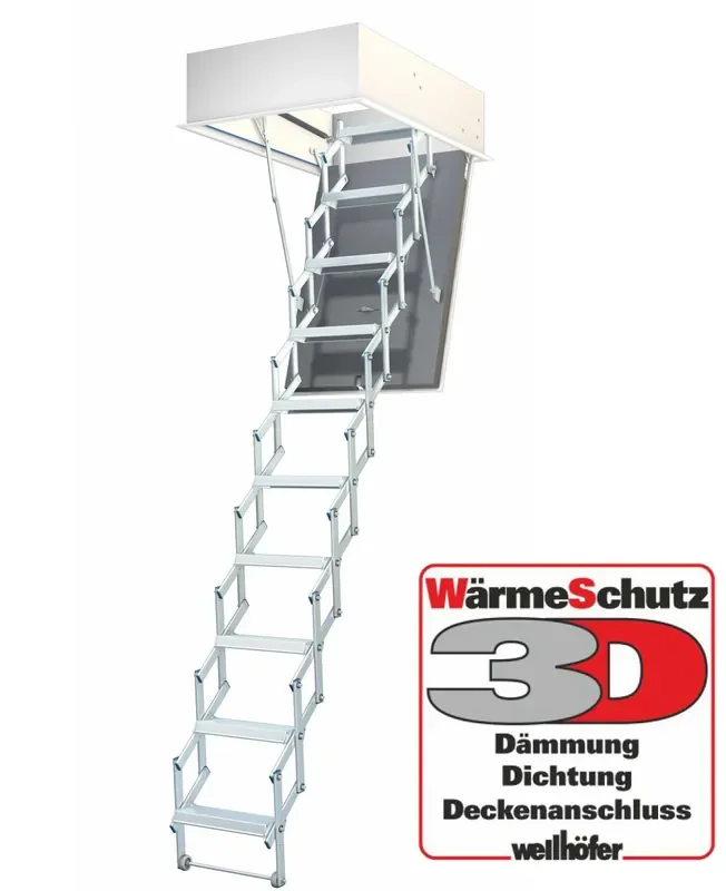 Wellhöfer Bodentreppe LiliPut + 3D Wärmeschutz 238-265 cm 100 x 60 cm (Länge x Breite)