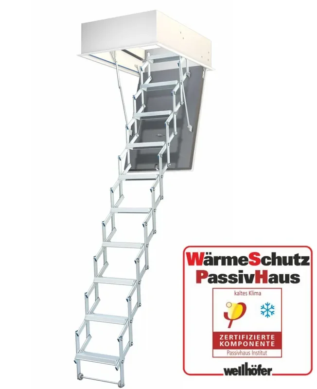 Wellhöfer Bodentreppe LiliPut + Passivhaus Wärmeschutz 266-272 cm 90 x 60 cm (Länge x Breite)
