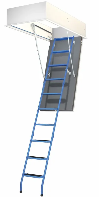 Wellhöfer Bodentreppe StahlBlau + 3D Wärmeschutz 247-259 cm 130 x 70 cm (Länge x Breite)