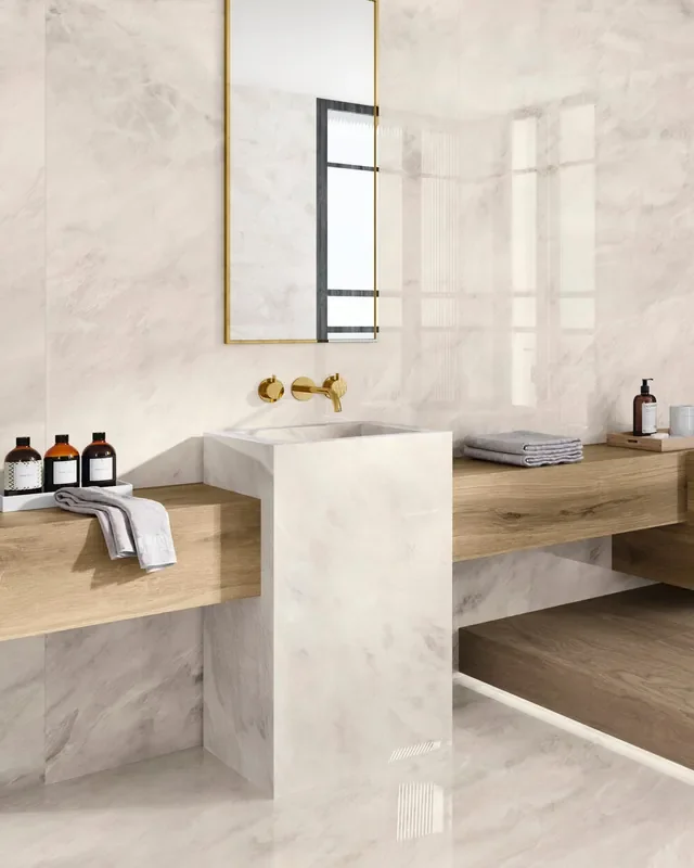 XXL Fliese 120×280 Poliert Alexandria Cream Design Fliesen