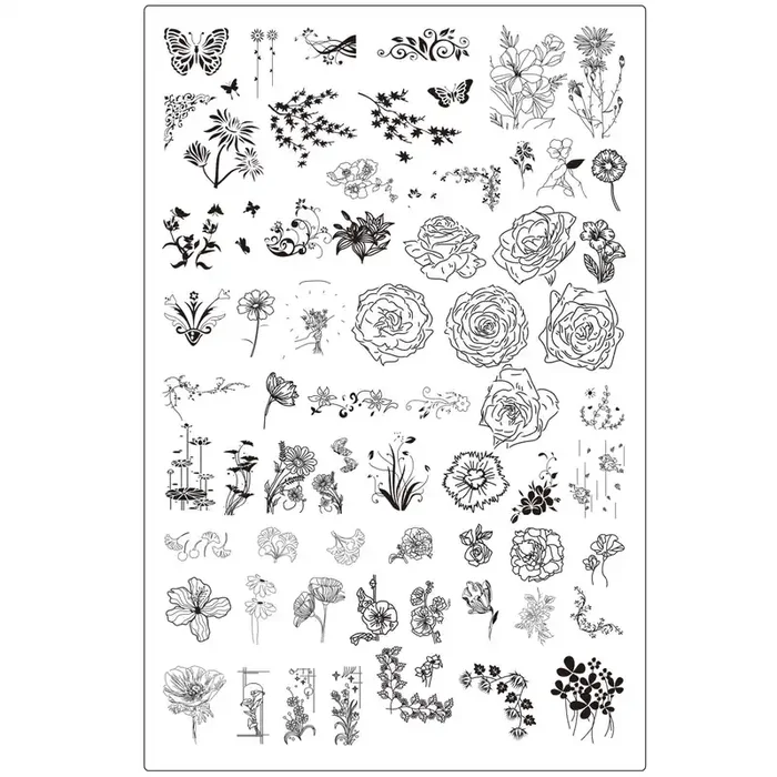 XXL Stamping Schablone Blume 20