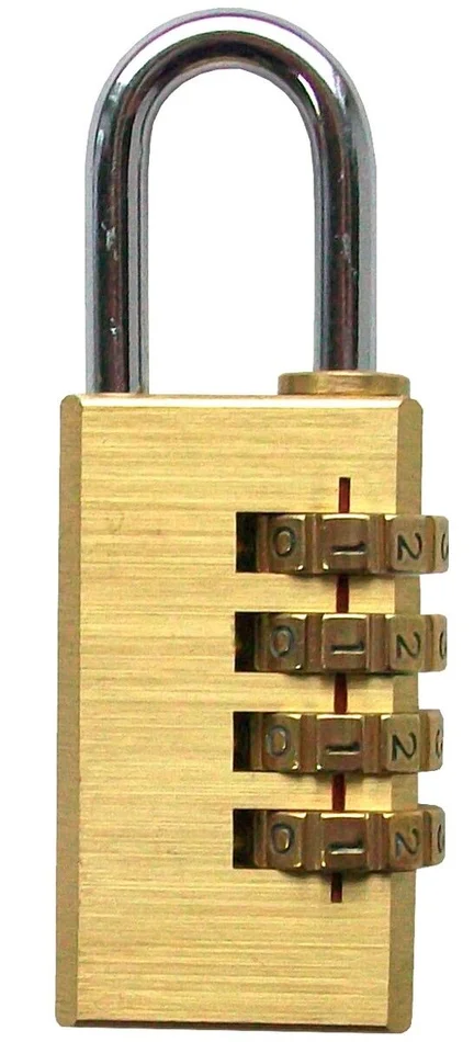 Zahlenvorhangschloß, messing, 35,5 x 3 mm